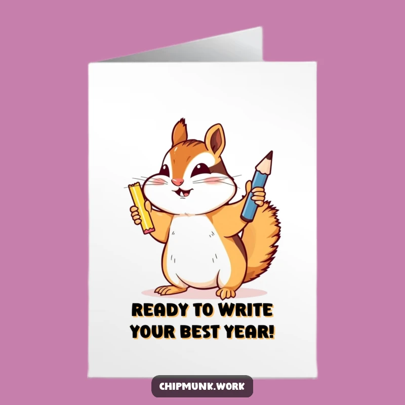 Free Printable Birthday Card: Chipmunk's Sharpened Pencil Victory, Funny Downloadable Gift