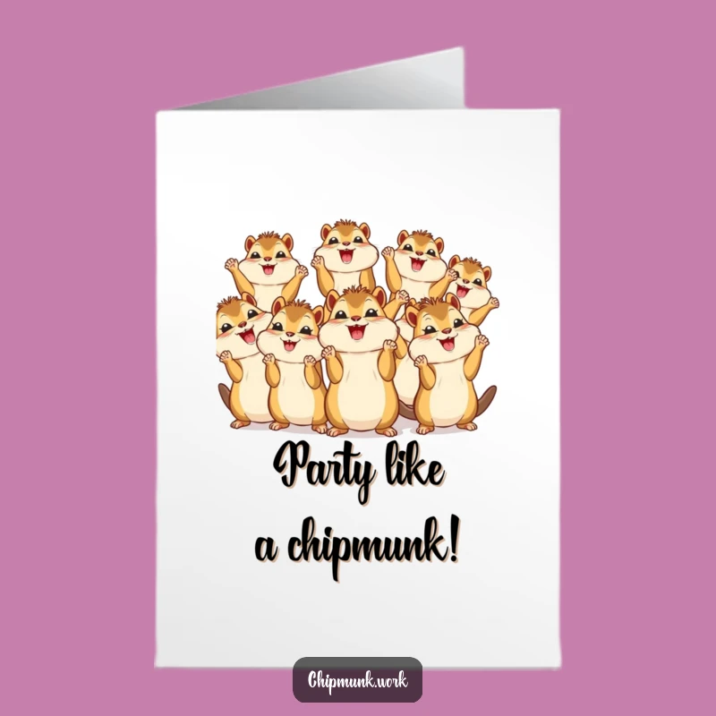 Free Printable Birthday Card: Kawaii Chipmunks Cheer, Funny Downloadable Gift