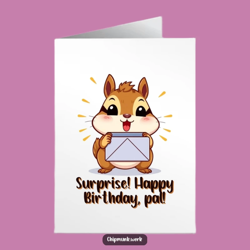 Free Printable Birthday Card: Surprised Chipmunk Inbox Overload, Funny Gift