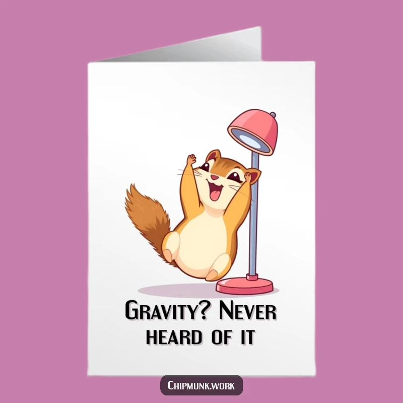 Free Printable Girafffe Birthday Card: Funny Upside Down Chipmunk Giggles - Downloadable Laugh!