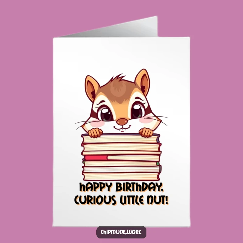 Free Printable Birthday Card: Curious Chipmunk Over Files, Funny Desk Humor Gift