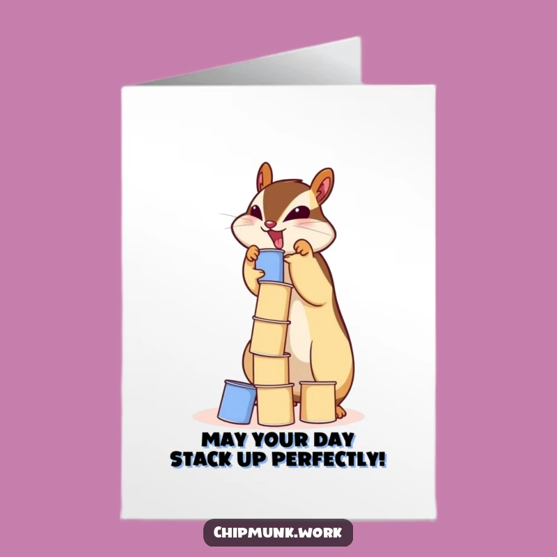 Free Printable Birthday Card: Funny Chipmunk Stacking Cups, Hilarious DIY Gift