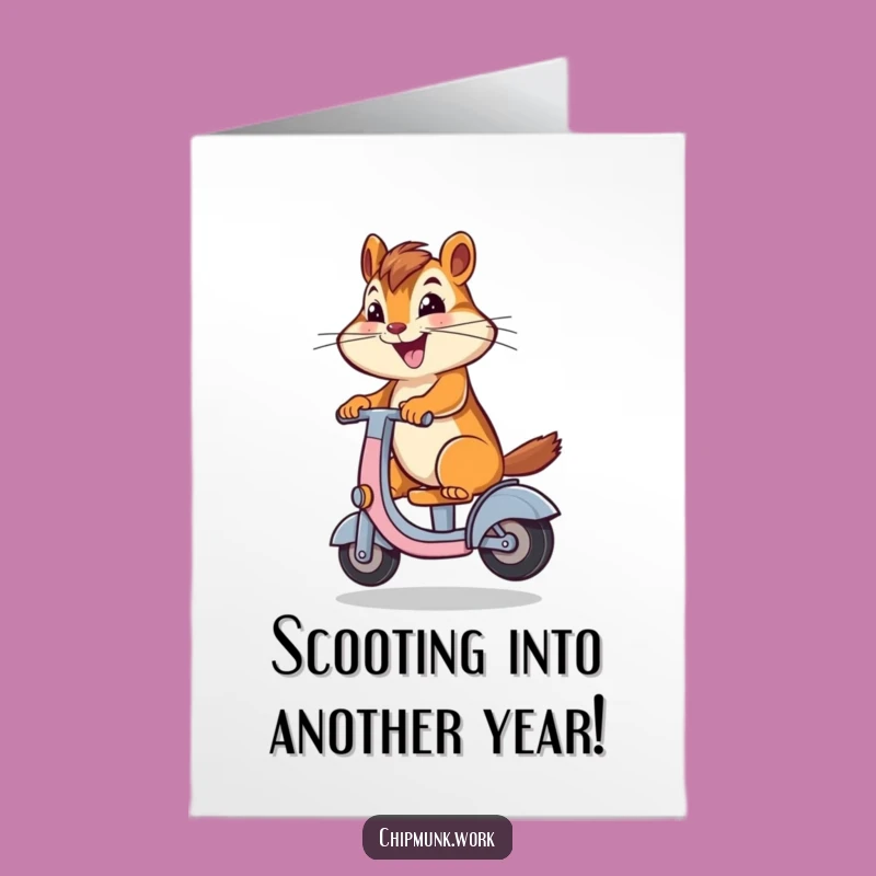 Free Printable Chipmunk Scooter Birthday Card - Hilarious Downloadable Greeting for Him or Her