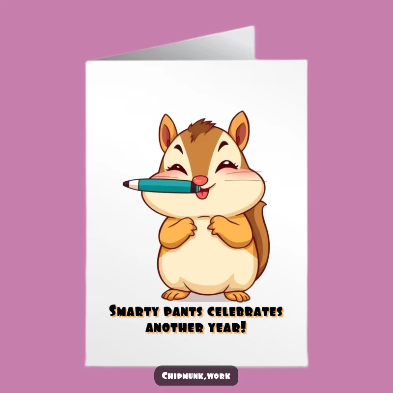 Funny Free Printable Birthday Card: Winking Chipmunk Pen Masterpiece - Downloadable Laughs!