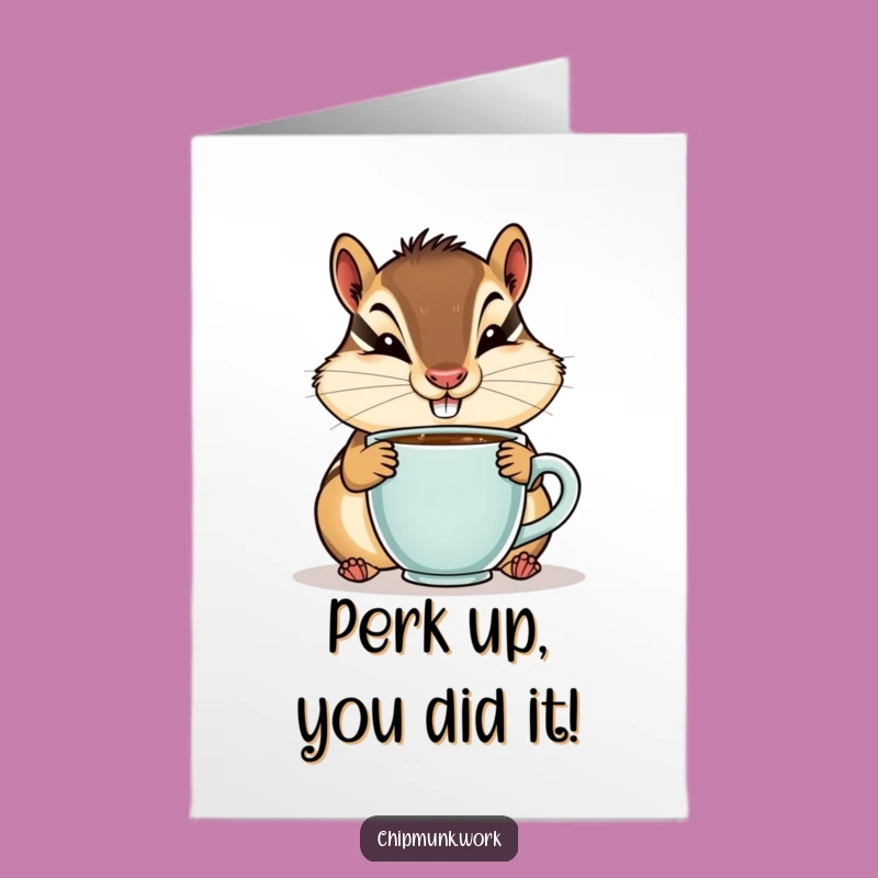 Congrats Free Printable Card: Coffee Chipmunk's Goofy Smile - Downloadable Celebration!