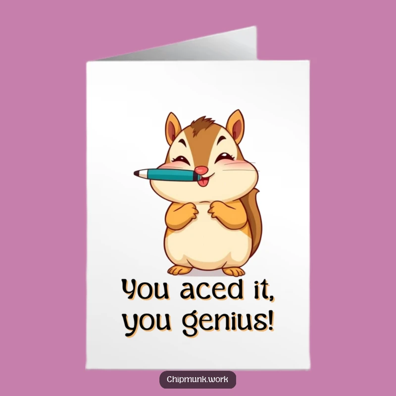 Congrats Free Printable Card: Winking Chipmunk's Pen-tastic Achievement - Clever Downloadable Humor!