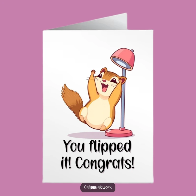 Free Printable Chipmunk Congrats Card: Upside Down Giggles for Big Wins!