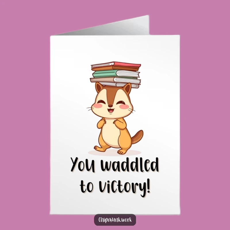 Free Printable Congrats Card: Chipmunk's Balancing Act Success, Downloadable Humorous Achievement