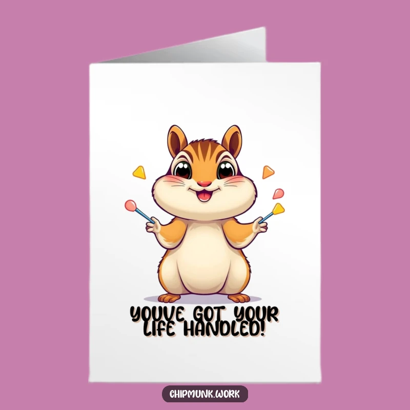 Free Printable Congrats Card: Juggling Chipmunk Success - Funny Downloadable Gift