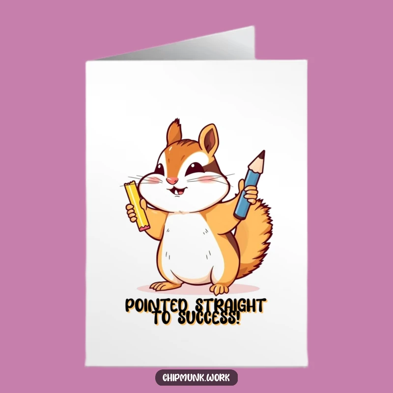 Free Printable Congrats Card: Chipmunk's Pencil Power, Humorous Downloadable Gift