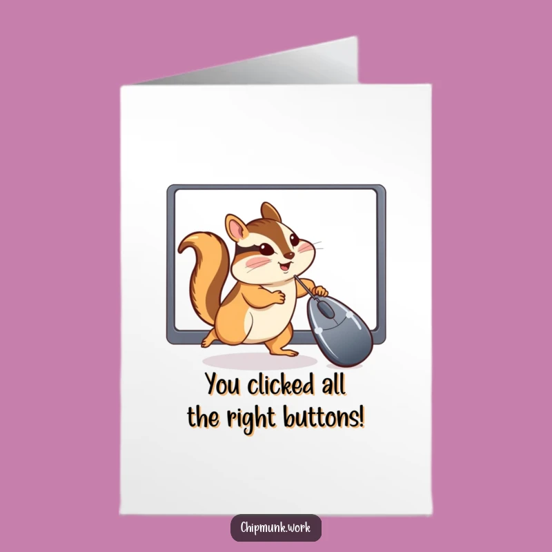 Free Printable Chipmunk Cursor Chase Congratulations Card: Funny Downloadable Gift!