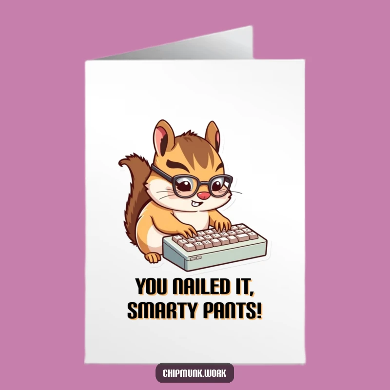 Free Printable Chipmunk Congrats Card: Funny Typing Downloadable Celebration!