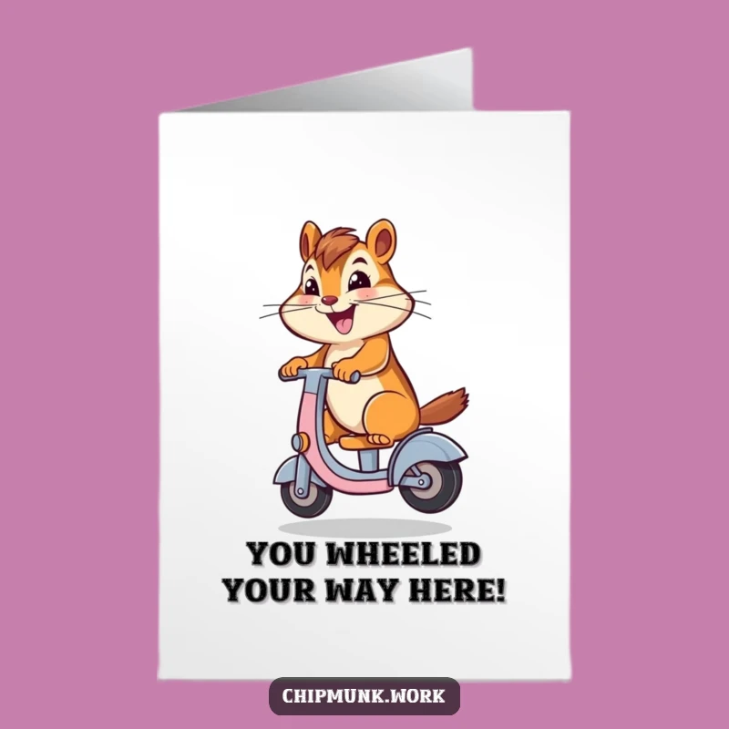 Free Printable Chipmunk Scooter Card - Funny Congratulatory Downloadable for Any Occasion
