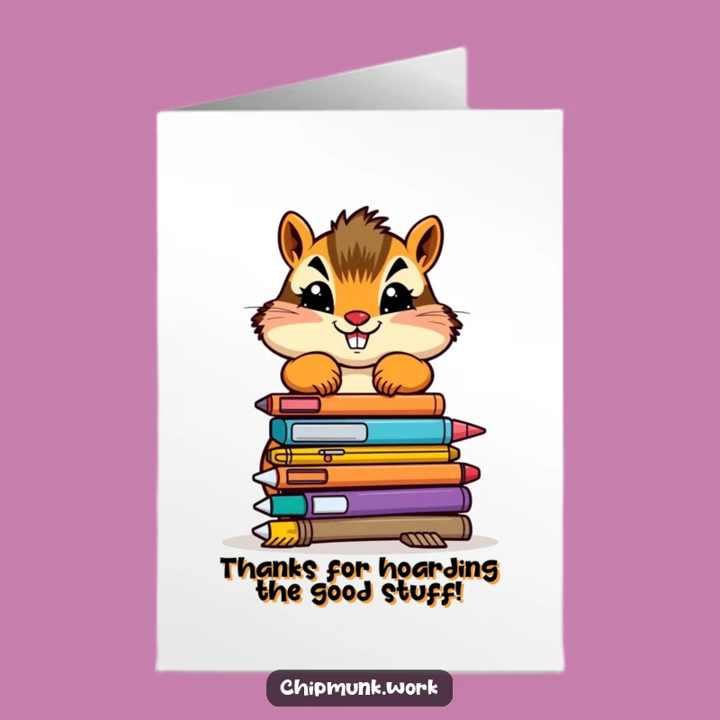 Free Printable Thank You Card: Chipmunk's Office Help, Funny Downloadable Appreciation