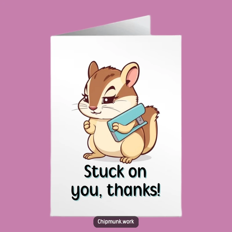 Free Printable Thank You Card: Determined Chipmunk & Stapler! Funny