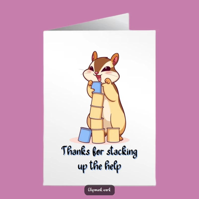 Free Printable Thank You Card: Chipmunk's Cup Tower Gratitude, Funny Download