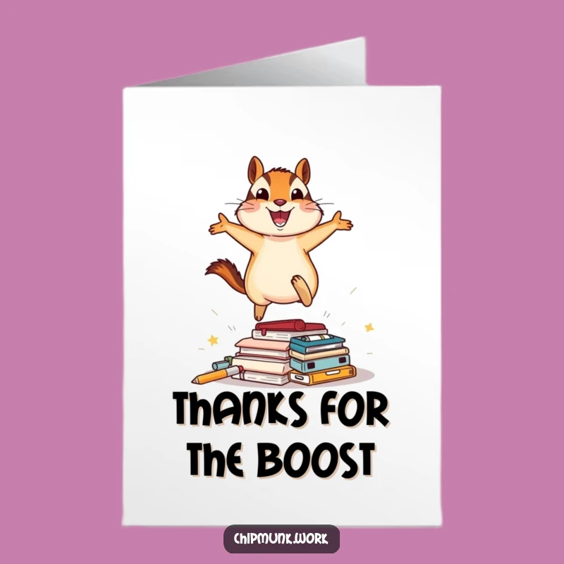 Free Printable Chipmunk Thank You Card: Joyful Desk Jump Downloadable Funny Greeting