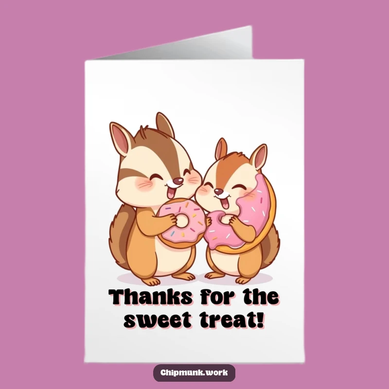 Free Printable Chipmunk Donut Thank You Card - Funny Downloadable with a Winking Gesture