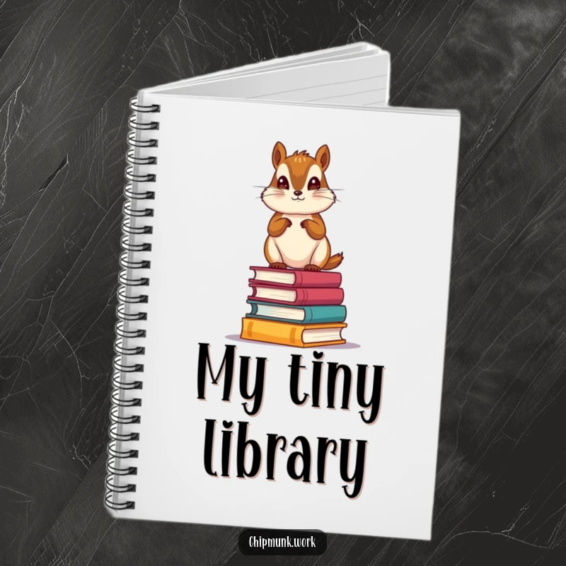 Funny Bookworm Chipmunk Notebook: Cute notebook featuring a scholarly chipmunk standing on a stack of mini books, perfect for journaling.