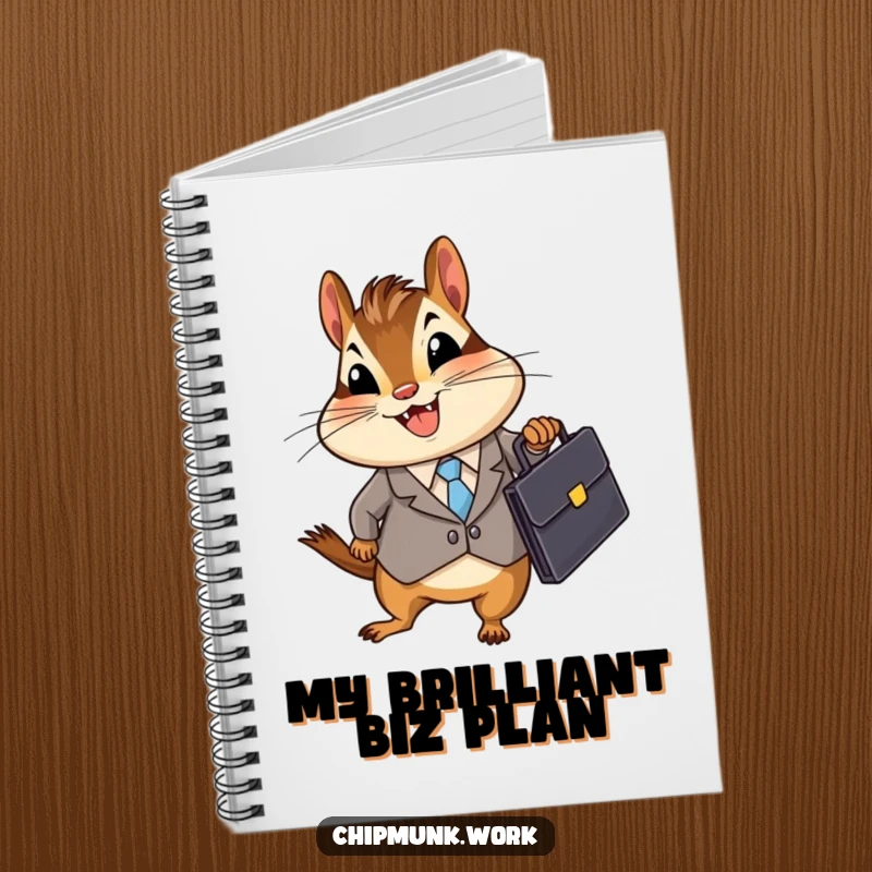 Funny Business Chipmunk Notebook with a chipmunk in a suit holding a briefcase, providing a humorous and professional space for notes, ideas, and funny thoughts.