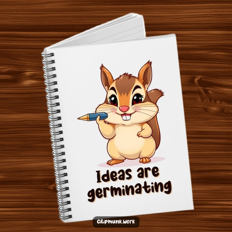 Funny chipmunk balancing a pen on its nose, ready to inspire notes in this unique notebook.