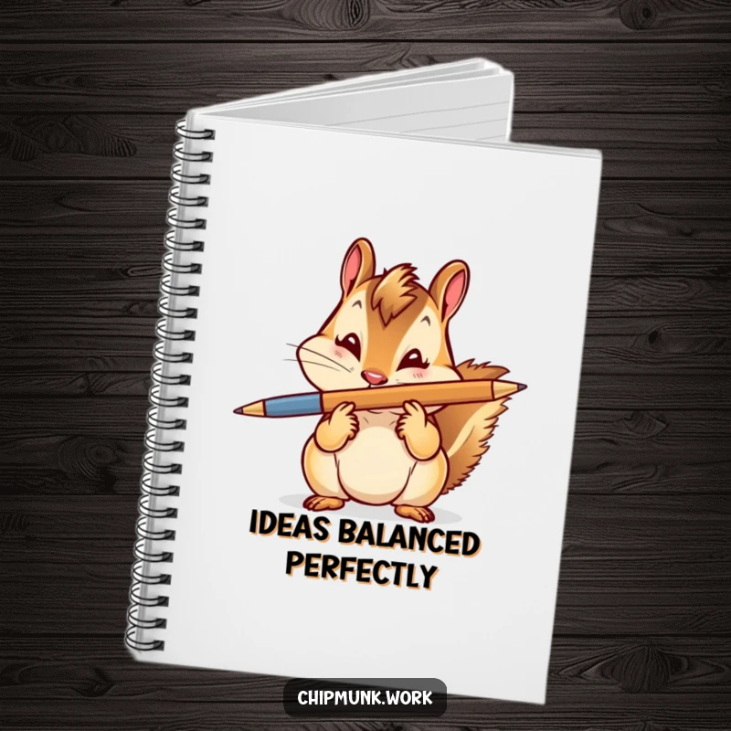 Funny Notebook: A chipmunk balancing a pen on its nose with a playful wink, encouraging clever note-taking.