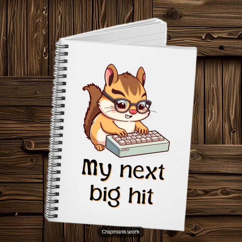 Funny Chipmunk Typist Notebook: A funny notebook with a tiny, glasses-wearing chipmunk typing on a miniature keyboard, inspiring ideas.
