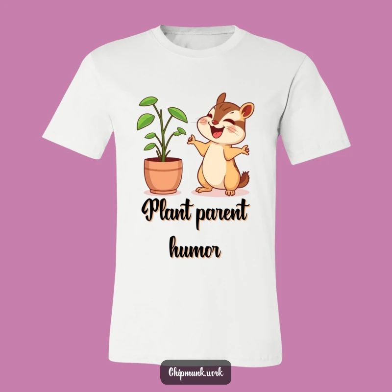Funny Chipmunk T-Shirt: Laughing with Desk Plant, Office Pal Funny Gift