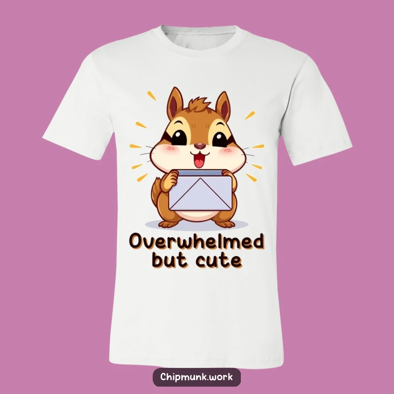 Funny Surprised Chipmunk Inbox T-Shirt: Hilarious Tech Overload Graphic Tee Gift