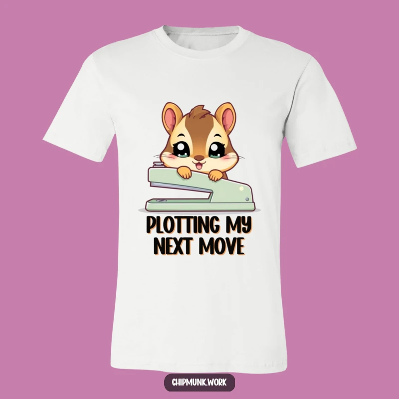 Funny Kawaii Chipmunk Stapler T-Shirt - Cute & Whimsical Woodland Wear