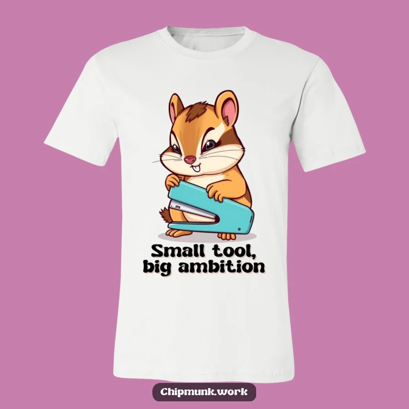 Funny Determined Chipmunk Stapler T-Shirt: Conquer Your To-Do List