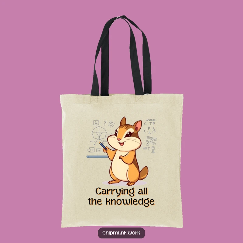 Funny Chipmunk Whiteboard Tote Bag - Smart & Hilarious Carry-All
