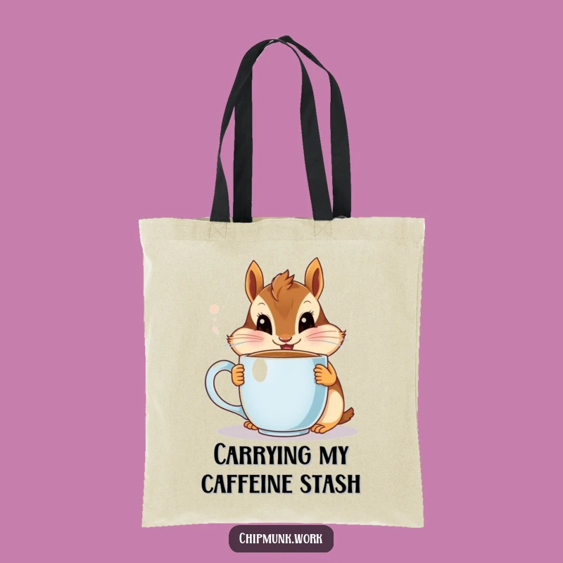 Funny Chipmunk Tote Bag: Sipping Coffee With Wide Eyes, Go-To Funny Accessory