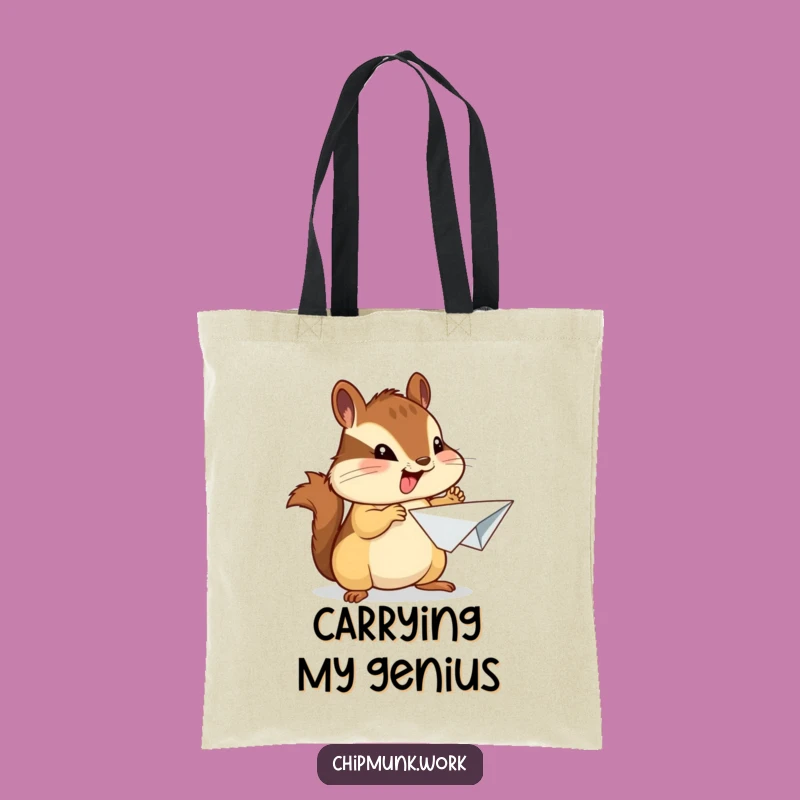 Funny Chipmunk Tote Bag - Paper Airplane Pride