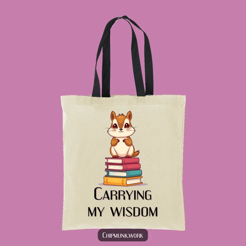 Funny Book Lover Chipmunk Tote Bag: Carry Your Stories in Style!