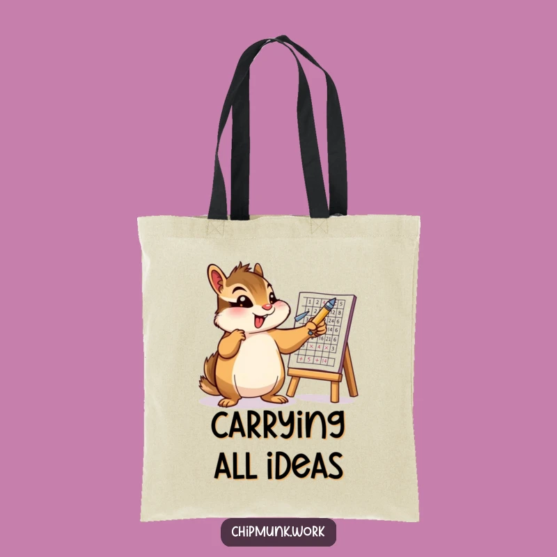 Funny Chipmunk Chart Tote Bag: Business Rodent Accessory, Ideal Funny Gift!