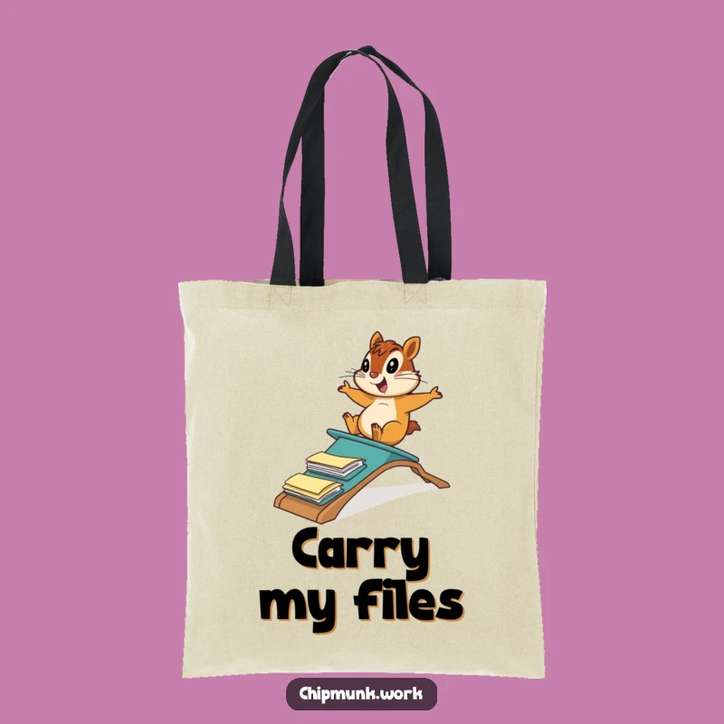 Funny Chipmunk File Folder Ramp Tote Bag: Carry Your Supplies