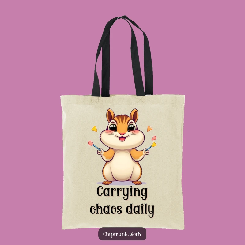 Funny Chipmunk Juggler Tote: Excited Stapler Chaos Bag, Fun Funny Gift!
