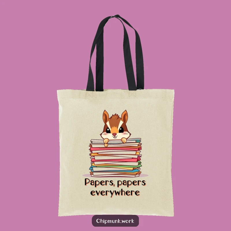 Funny Chipmunk Paper Mound Tote Bag: Peeking Rodent Carryall, Gift