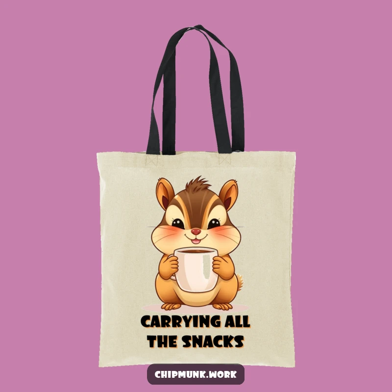 Funny Chipmunk Tote Bag: Adorable Character Carrying Tiny Coffee, Practical and Hilarious Gift