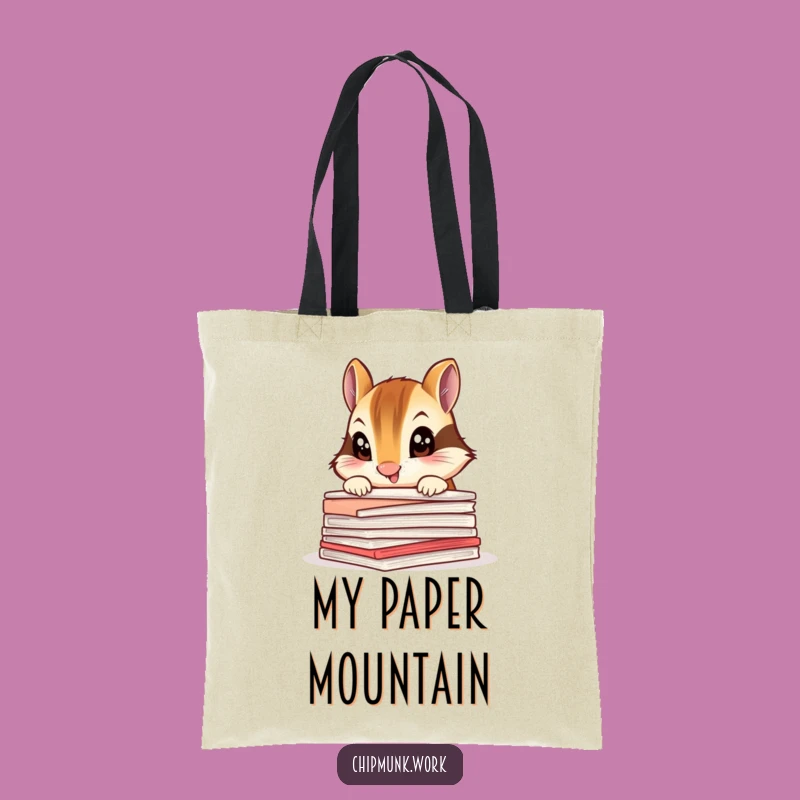 Funny Chipmunk Tote Bag: Peeking Over Papers, Curious Accessory Gift