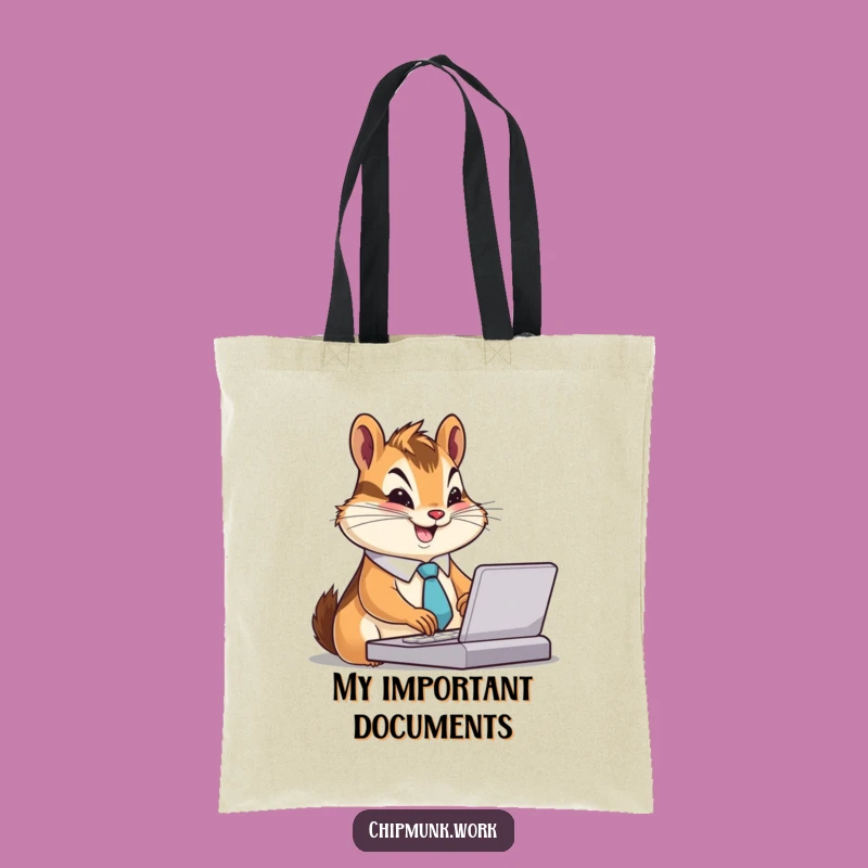 Funny Chipmunk Office Tote: Busy Tie-Wearing Chipmunk Bag, Stylish Funny Gift!